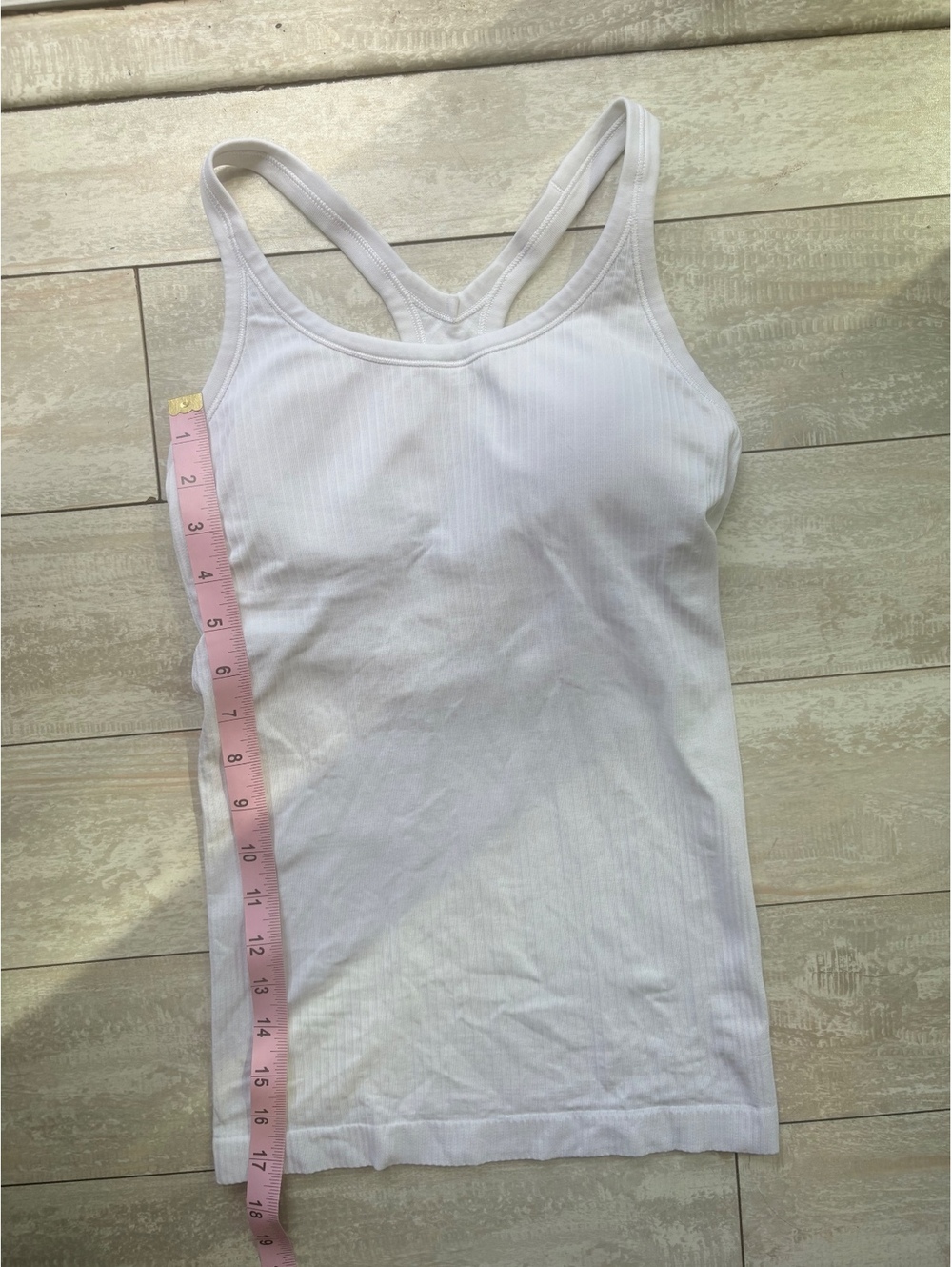 Lululemon White Ribbed Racerback Tank Top Built In Bra Size 4 - Picture 8 of 8